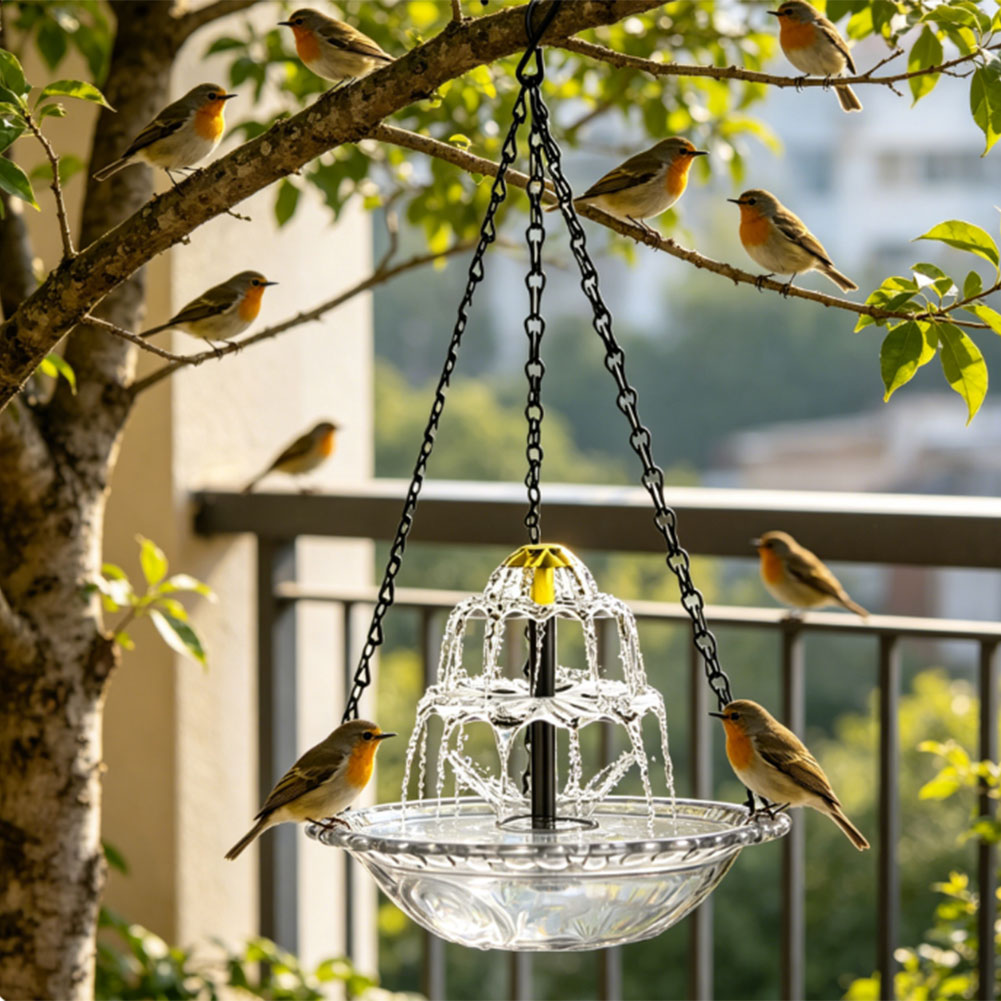 Bonsai Garden Fountain - Hanging Solar Powered Birdbath with Fountain