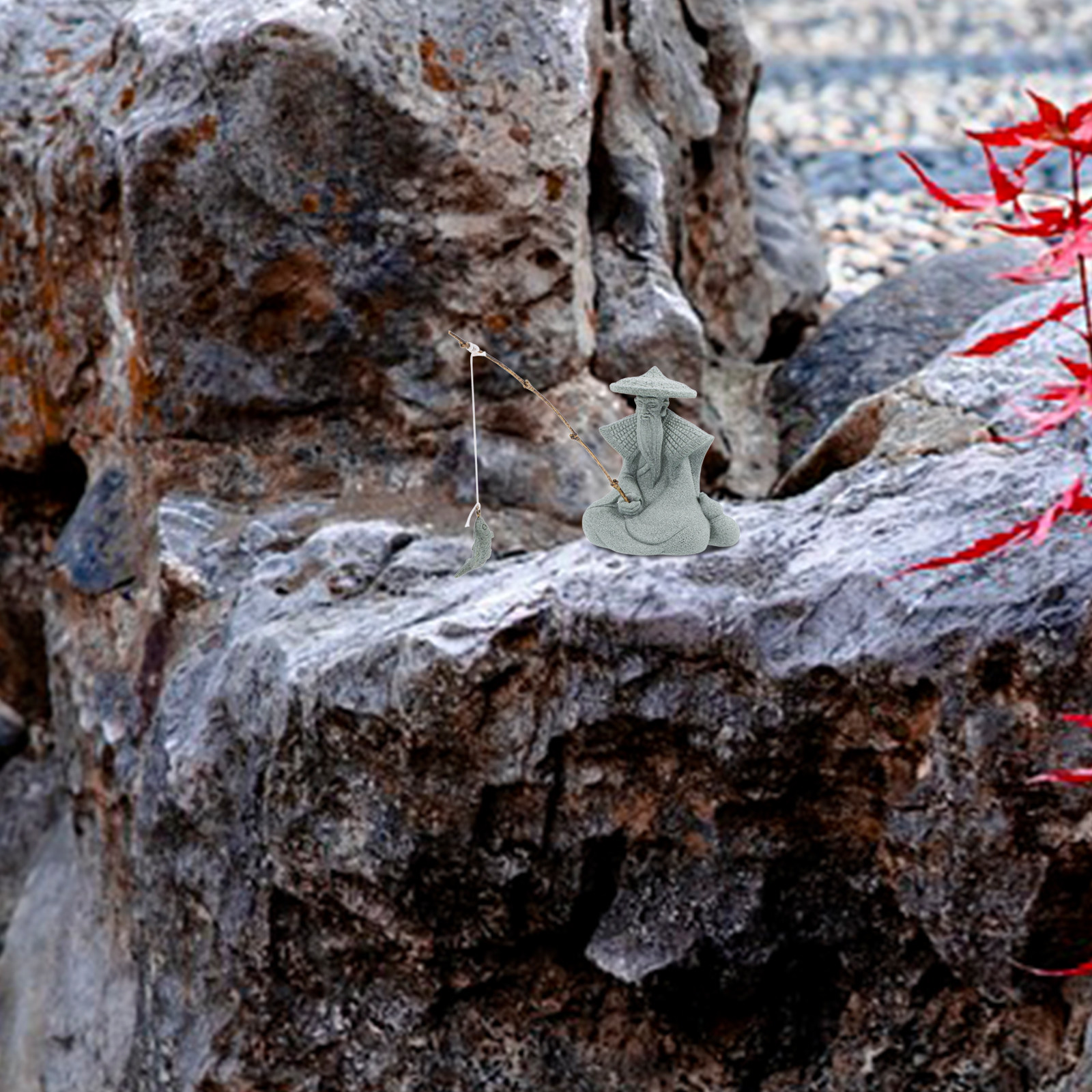 Japanese Garden Bonsai - Resin Fisherman Statue Mini for Aquarium