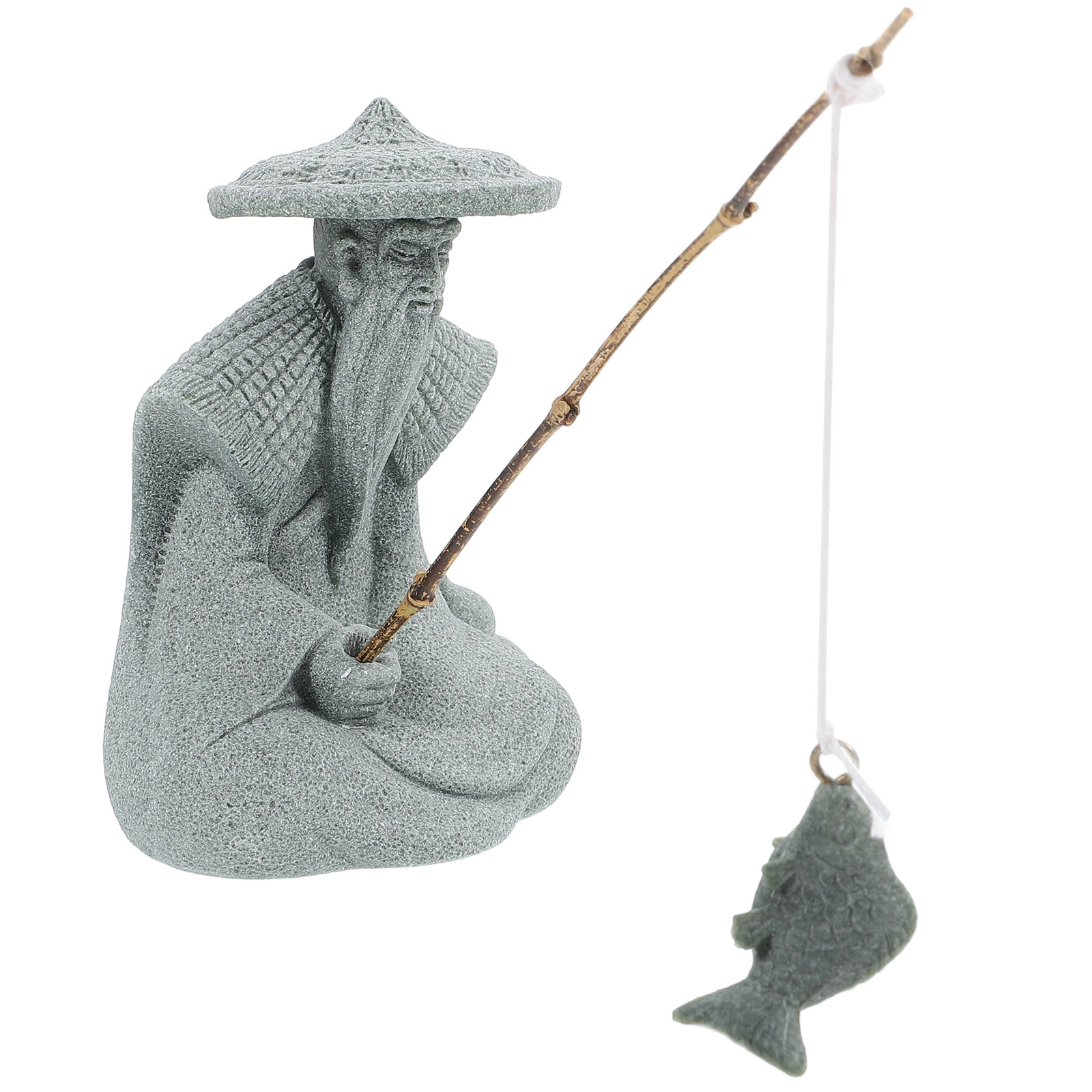 Japanese Garden Bonsai - Mini Fisherman Statue Resin Garden Outdoor