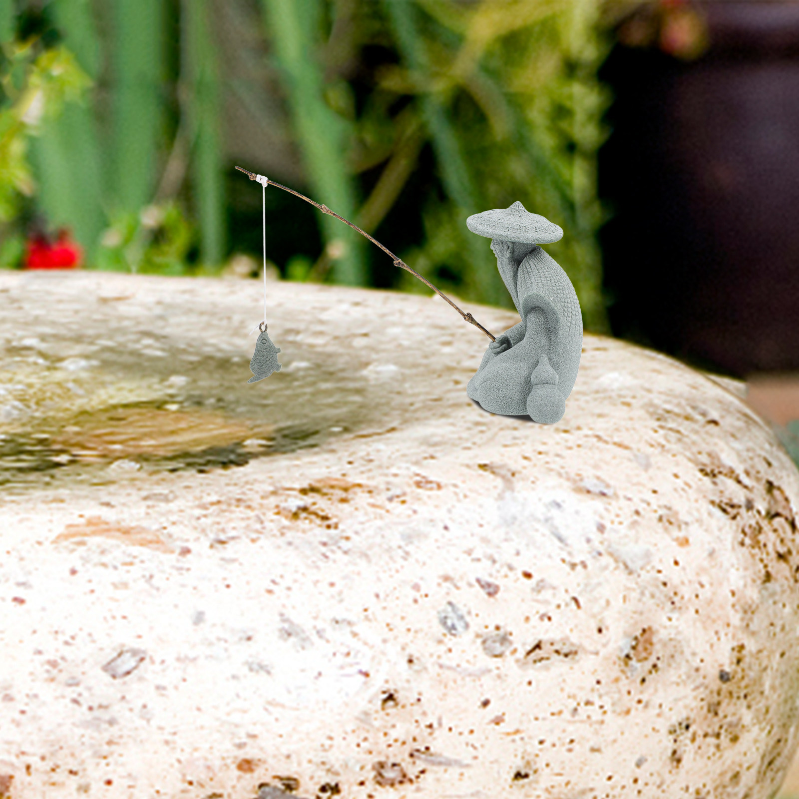 Mini Fisherman Statue Resin Ga - Japanese Garden Bonsai 评论和价格