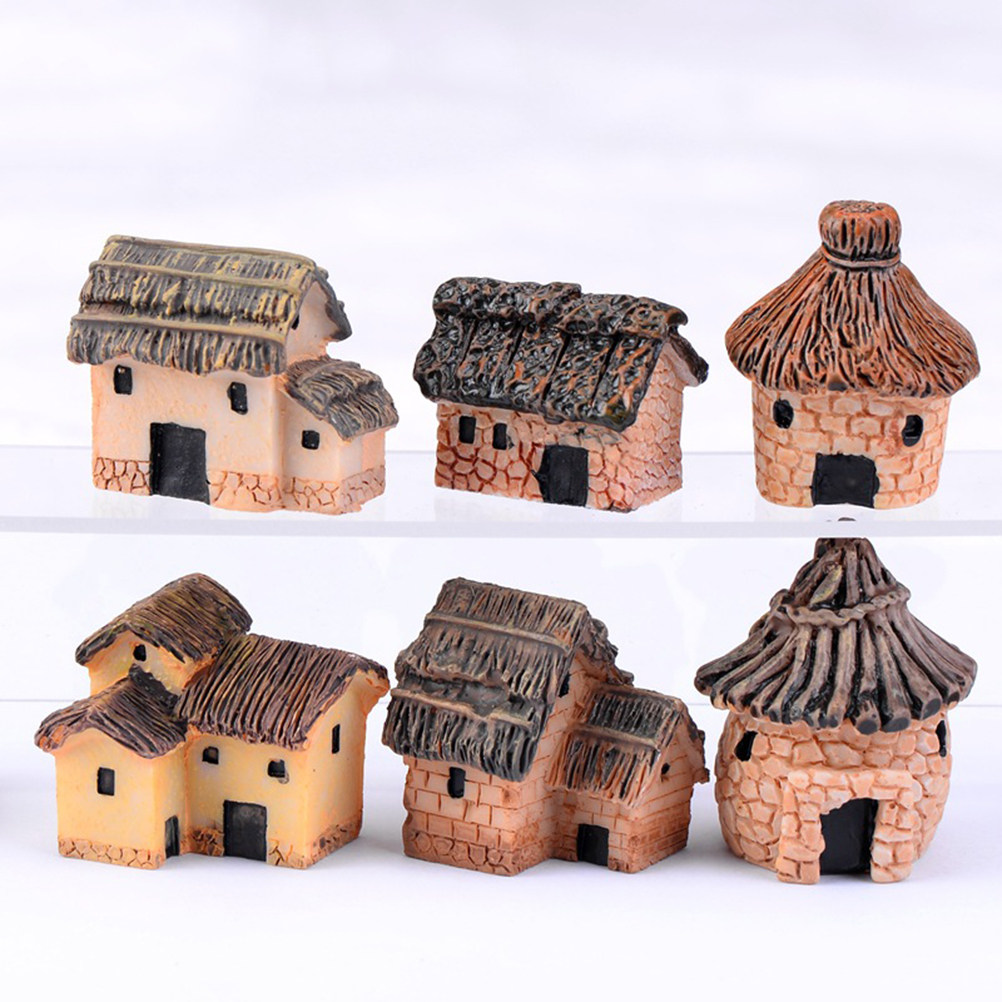 6Pcs Artistic Miniature Villag - Bonsai Garden House 评论和价格