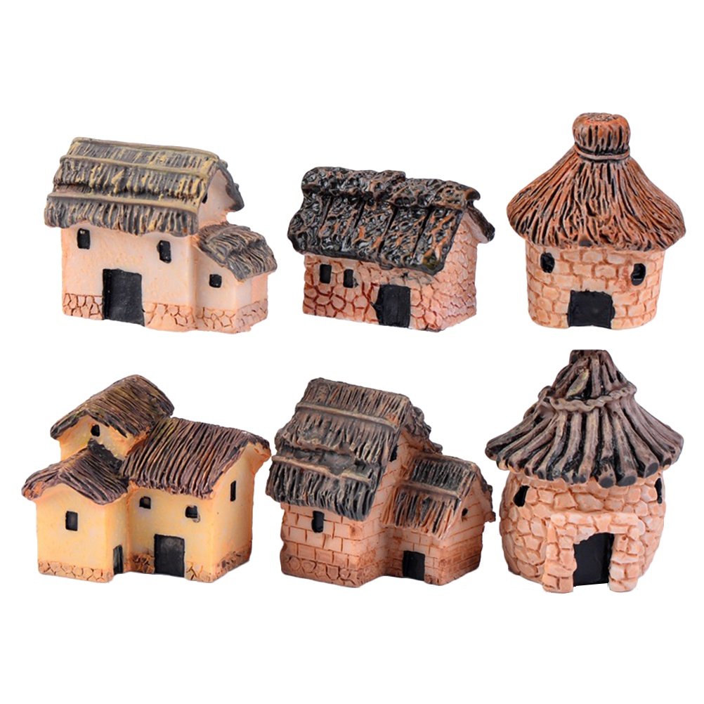 6Pcs Artistic Miniature Villag - Bonsai Garden House 评论和价格