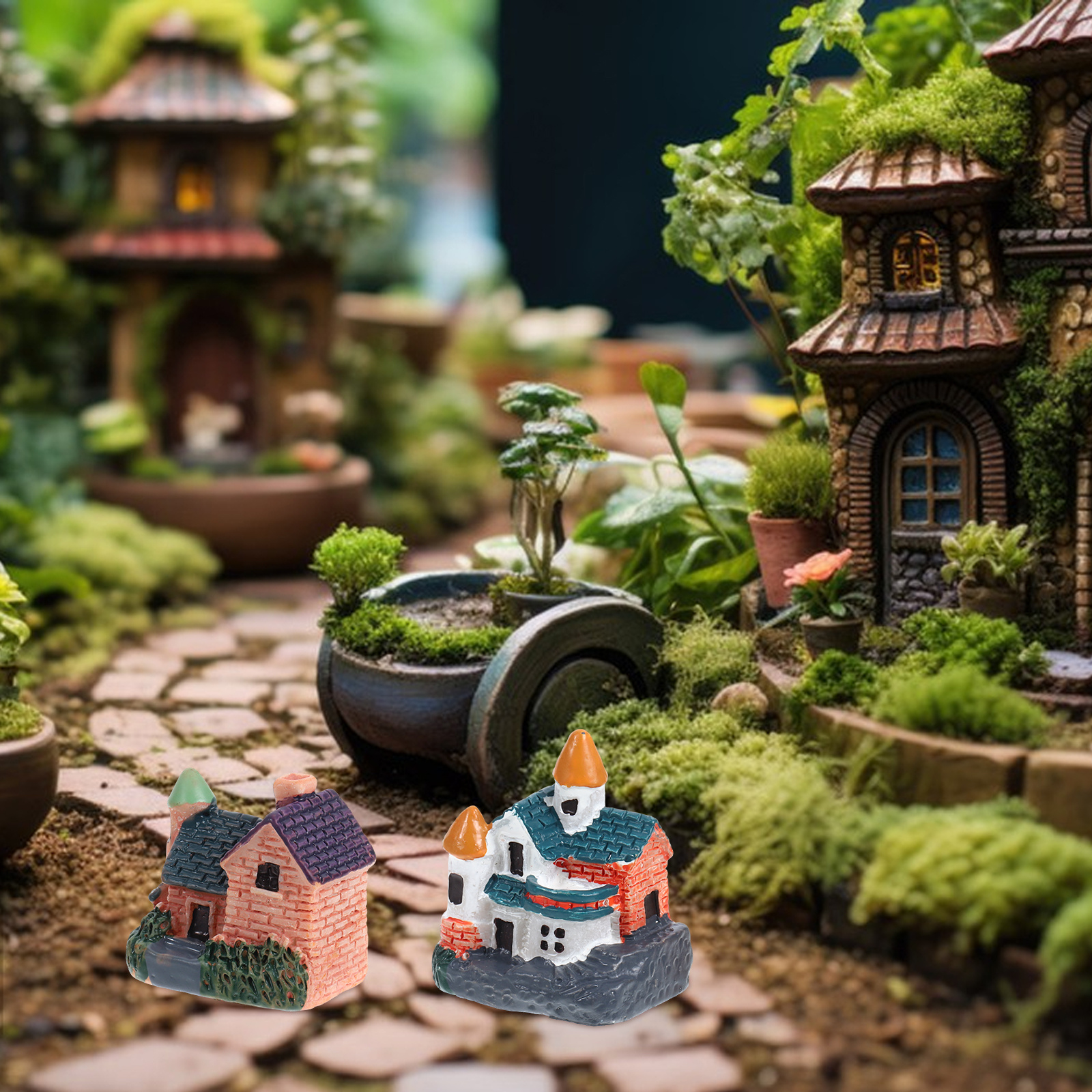 6Pcs Miniature Fairy Garden Re - Bonsai Garden House 评论和价格