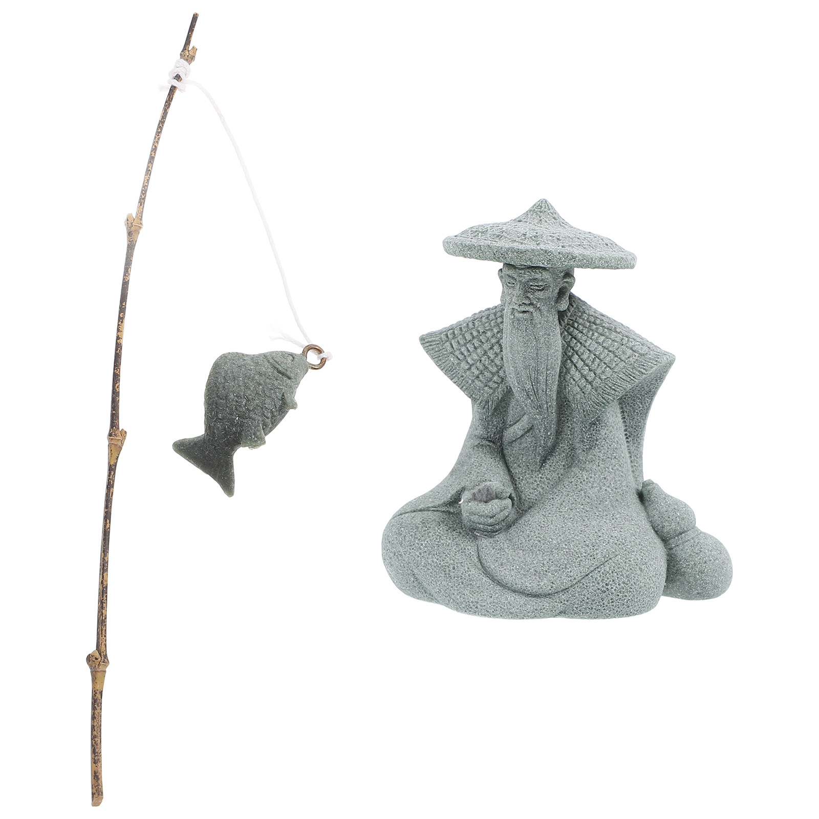 Resin Fisherman Statue Mini fo - Japanese Garden Bonsai 评论和价格