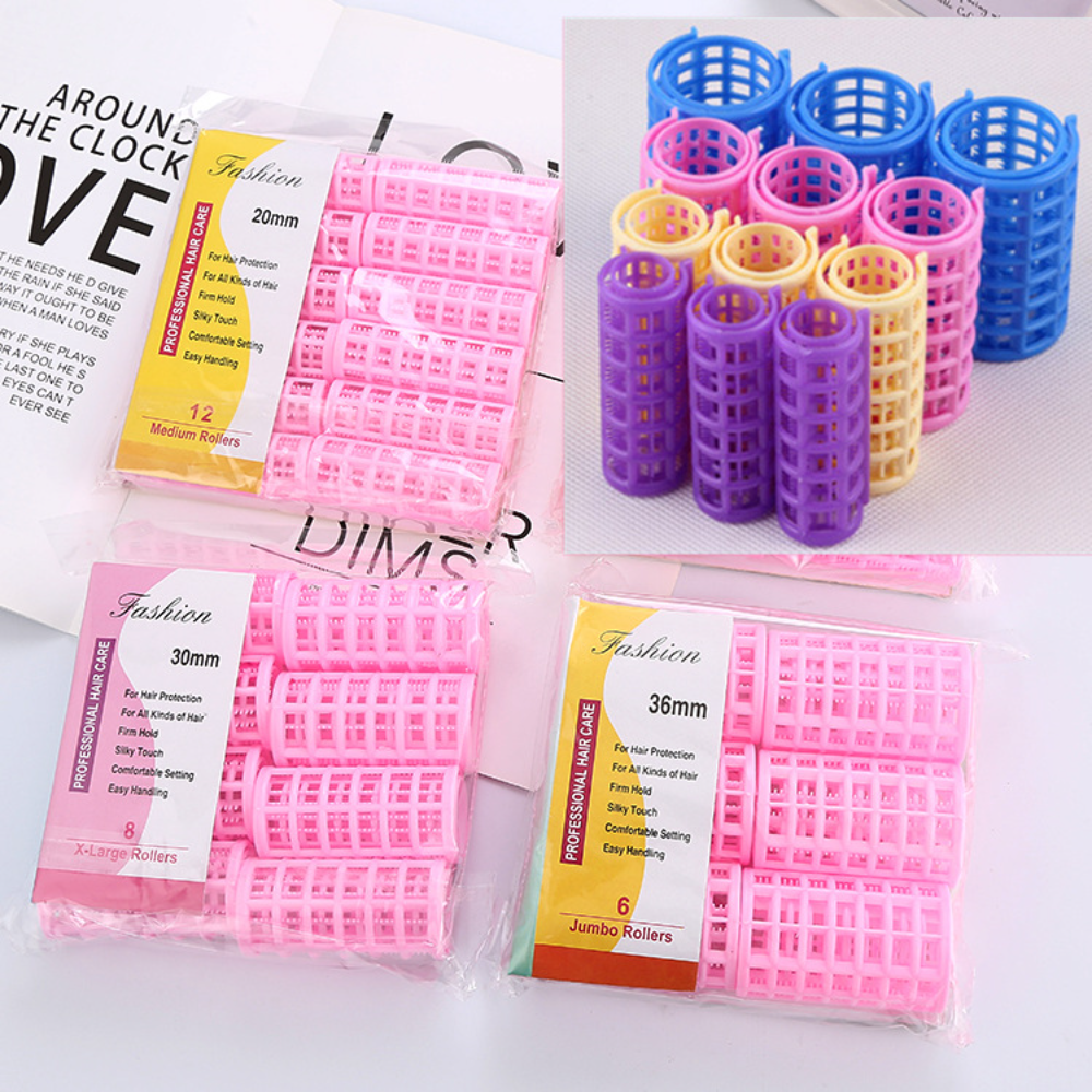No Heat Hair Rollers Set Plast - Root Hook Tool 评论和价格