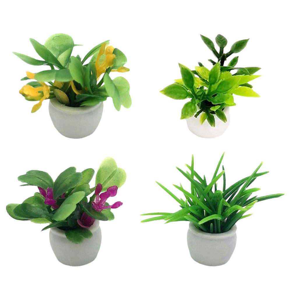 4Pcs Miniature Potted Plant Si - Bonsai Garden House 评论和价格