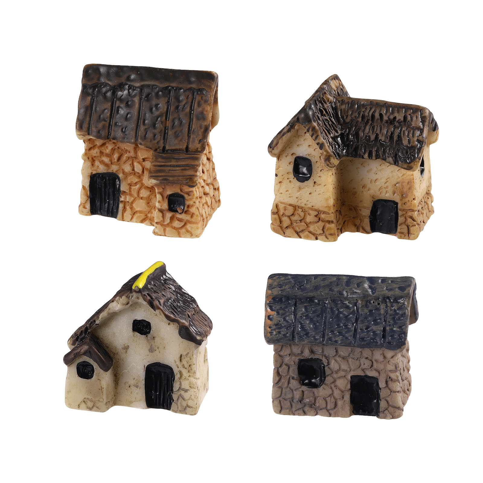 4Pcs Artistic Resin Mini Villa - Bonsai Garden House 评论和价格