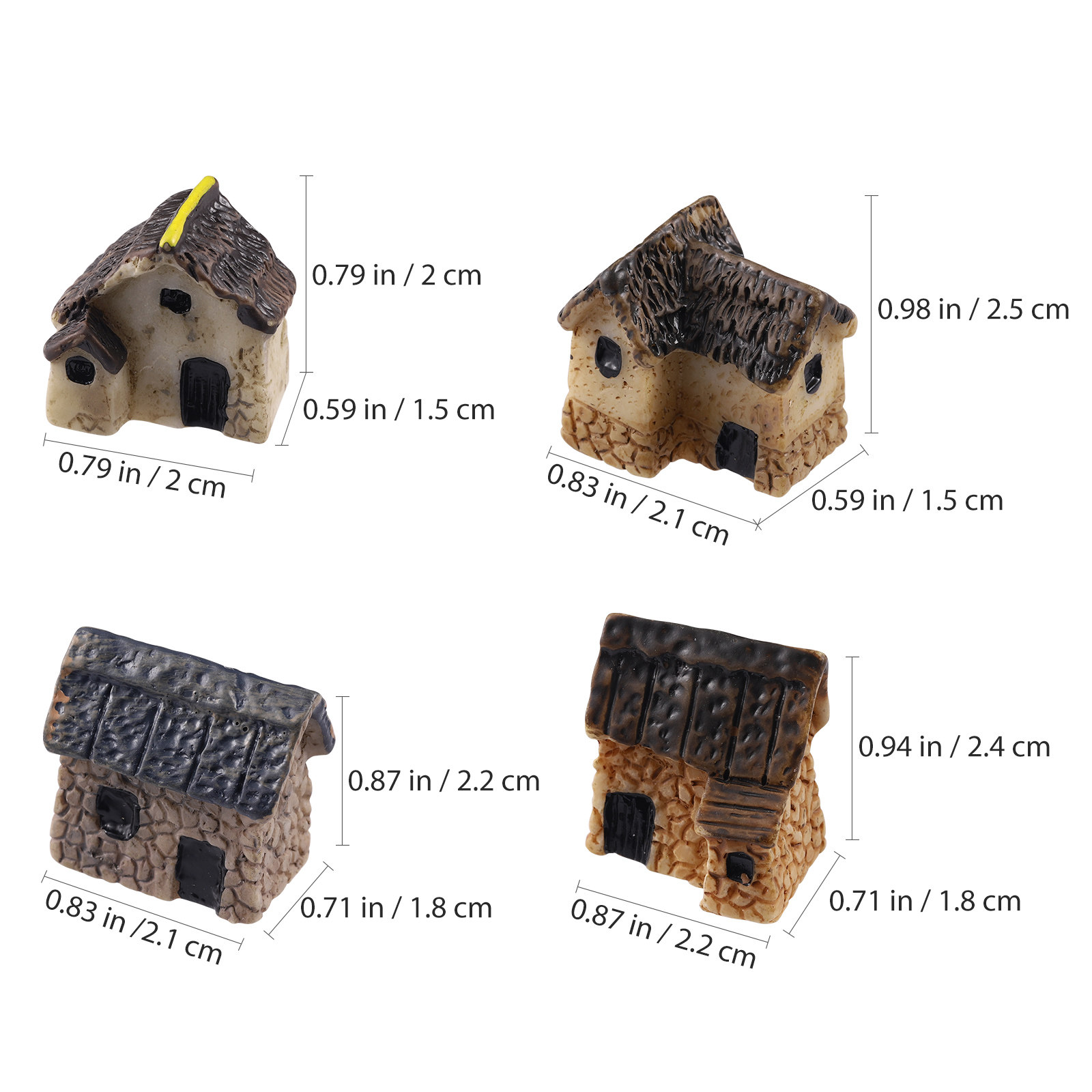 4Pcs Artistic Resin Mini Villa - Bonsai Garden House 评论和价格