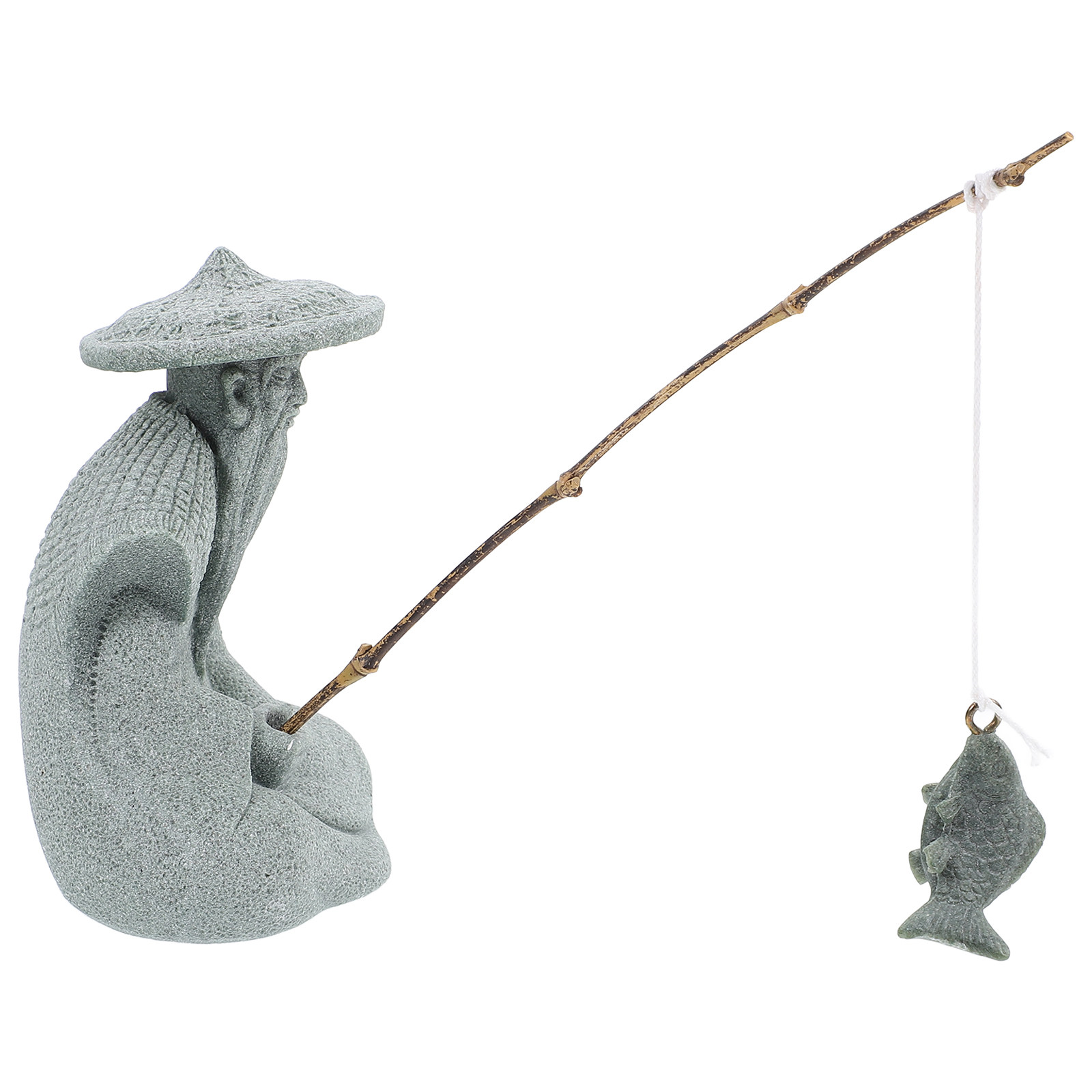 Mini Fisherman Statue Resin Ga - Japanese Garden Bonsai 评论和价格