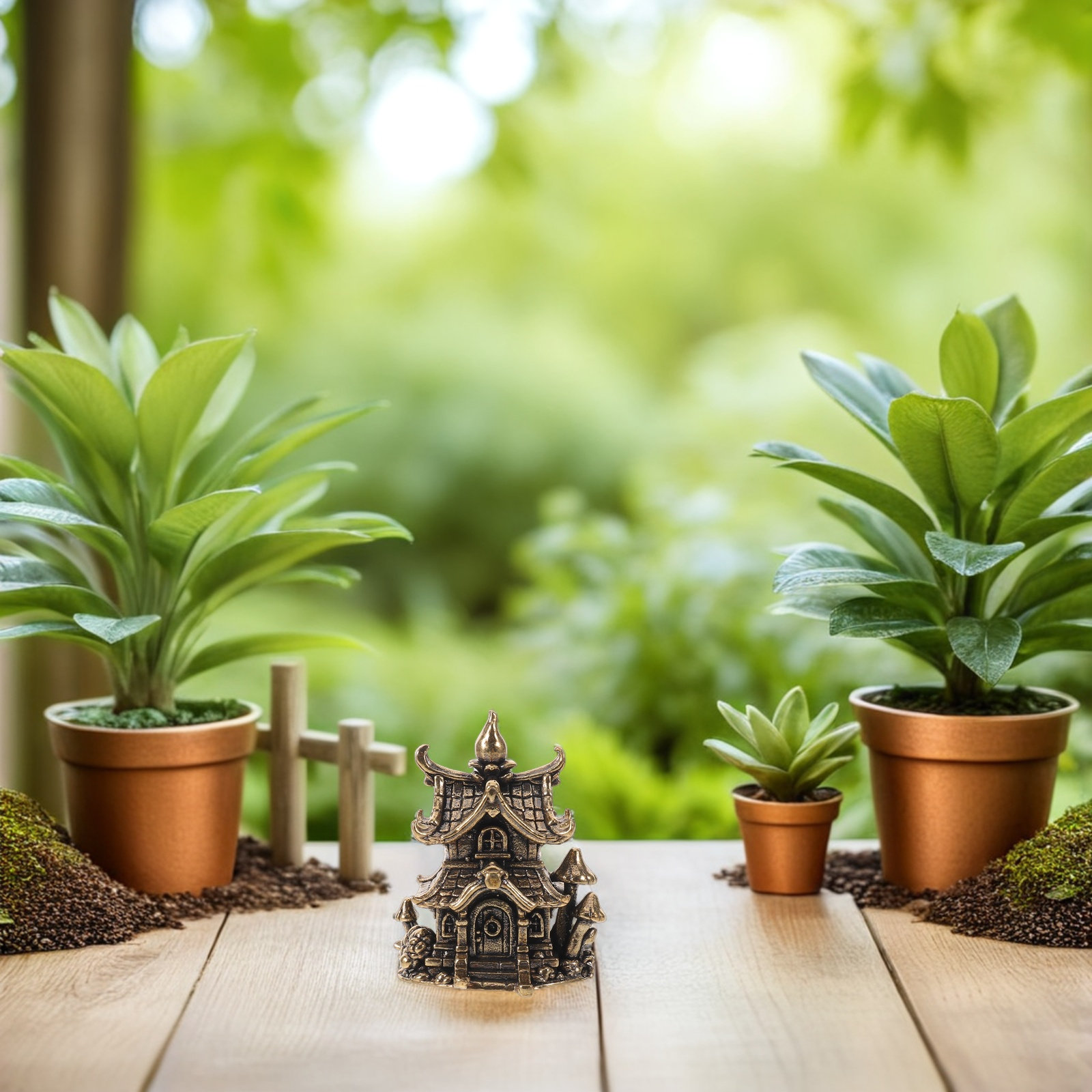 Mini Brass Pagoda Sculpture Vi - Japanese Garden Bonsai 评论和价格
