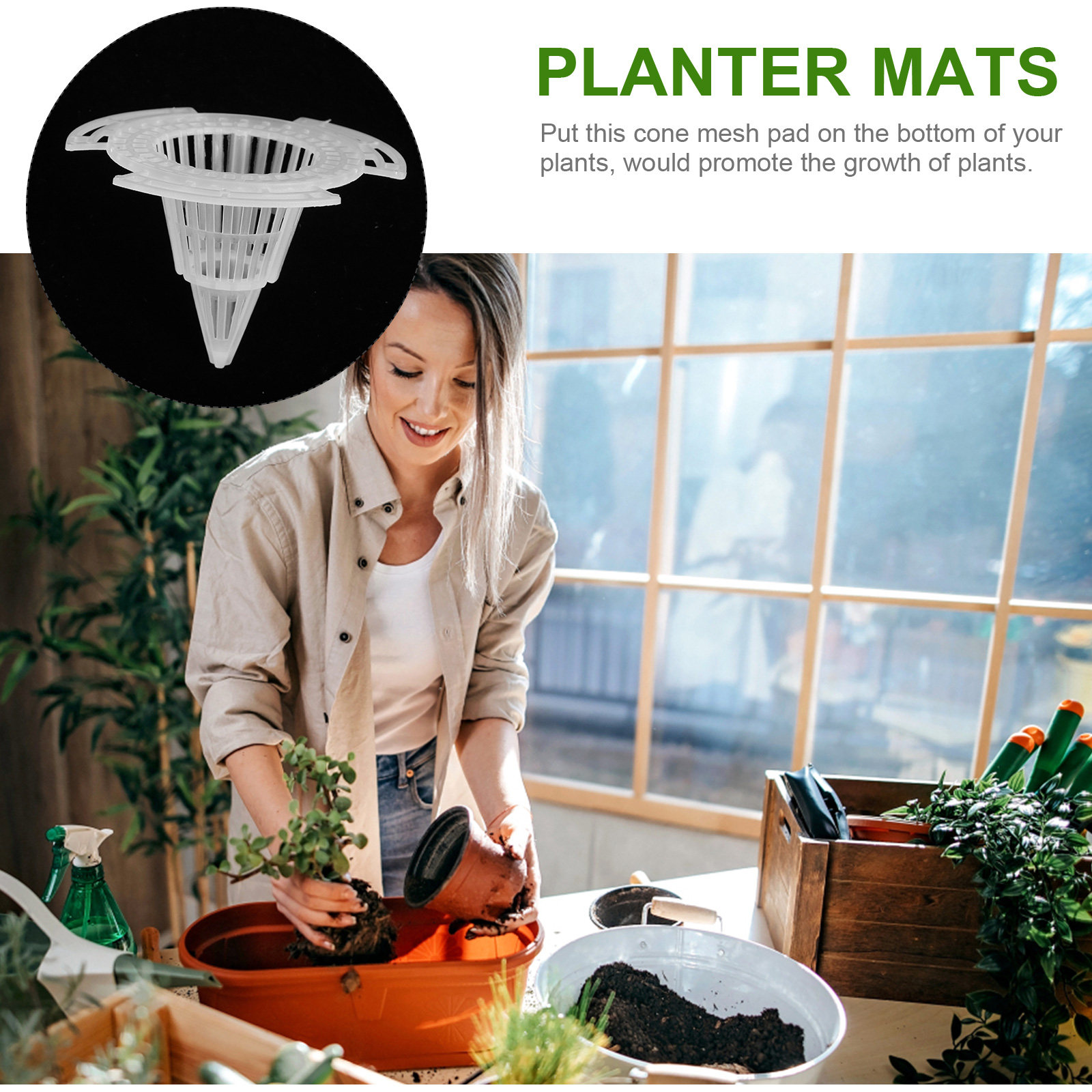 20Pcs Cone Planter Mesh Pads P - Bonsai Gardening 评论和价格